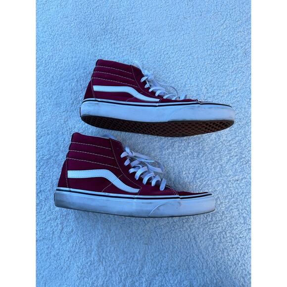 VANS Burgundy Sk8-Hi Shoes Size M:7.5 W:9 - Picture 2 of 6